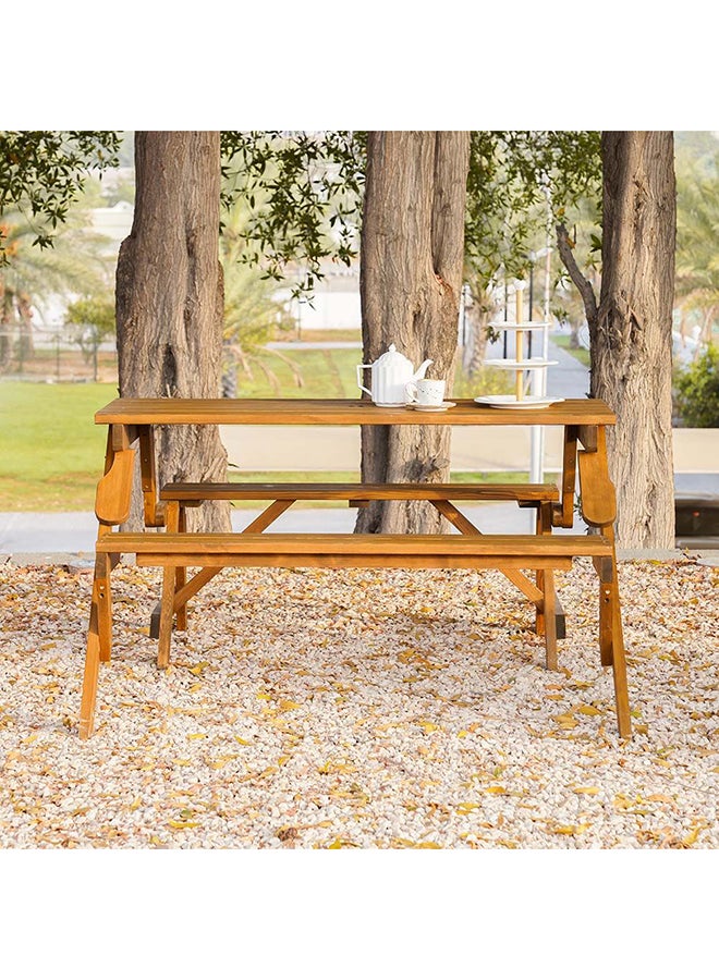 دانوب هوم Vivian Bench Dining Bench 3 Piece Wooden Bench Style Dining Furniture Set Dining Space Saving Dinette For Kitchen Dining Room With 2 Benches - Image 1