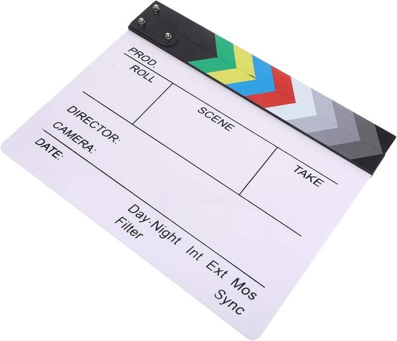 White Acrylic Movie Clapper Board Filmmaking Photography Theater Decor - Image 1