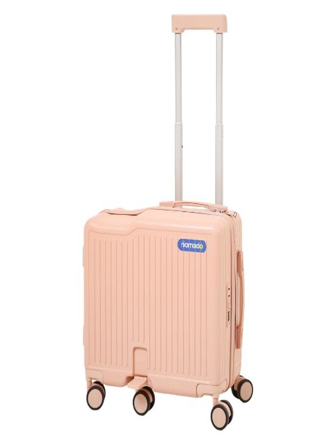 nomado Scoot-Case 6-Wheel Cabin Bag for Kids, Polycarbonate Shell Ride-On Suitcase with Footrest, Phone Holder & Lock, 40L Capacity, Luggage for Boys & Girls, Trolley Bag with 4 Bag Hooks (Peach) - Image 1