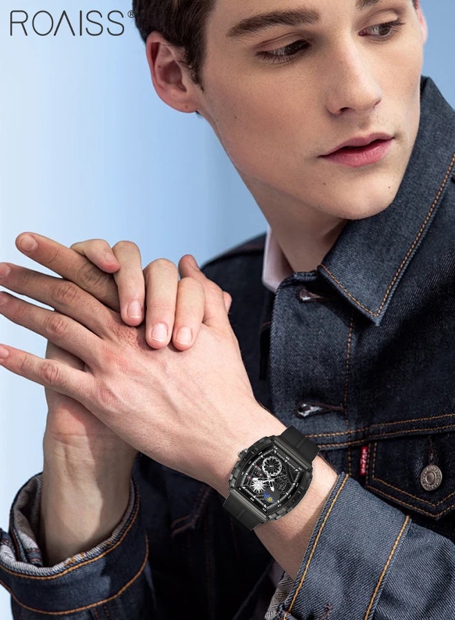 رويس ساعة كوارتز رجالية بسوار من السيليكون وشاشة عرض تناظرية ومينا هيكلي من تونيو، ساعة يد رياضية مضيئة ومقاومة للماء كهدية للرجال - Image 2