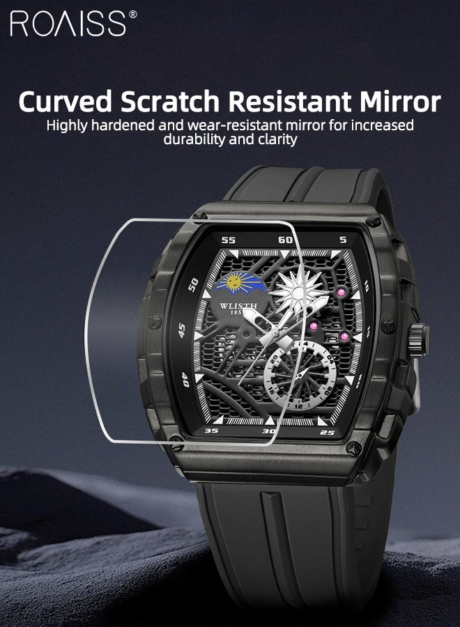 رويس ساعة كوارتز رجالية بسوار من السيليكون وشاشة عرض تناظرية ومينا هيكلي من تونيو، ساعة يد رياضية مضيئة ومقاومة للماء كهدية للرجال - Image 5