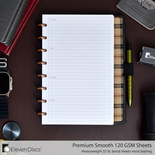 Eleven Discs Discbound Paper, Junior Size Undated Weekly Planner Sheets - Premium 120gsm Heavyweight Notebook & Planner Refills - 8 Discs, 5.5 x 8.5 in - Punched for Circa, Arc, TUL (52 Sheets) - Image 2