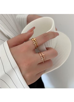 Korean Hollow Double Cross Ring with Micro Pave Diamonds Rose Gold