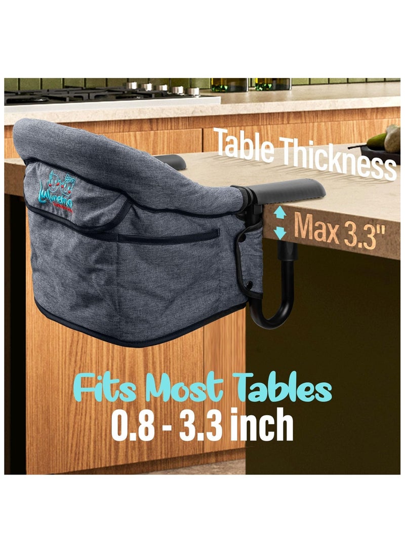 NANAO Hook On High Chair,Portable and Foldable High Chair,Suitable for Family and Travel,High Chair for Babies 6-36 Months for Eating & Dining - with Carry Bag(Grey) - Image 3
