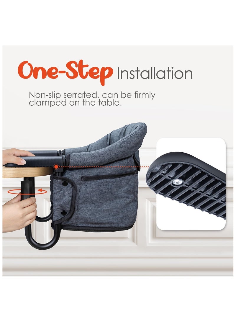NANAO Hook On High Chair,Portable and Foldable High Chair,Suitable for Family and Travel,High Chair for Babies 6-36 Months for Eating & Dining - with Carry Bag(Grey) - Image 4