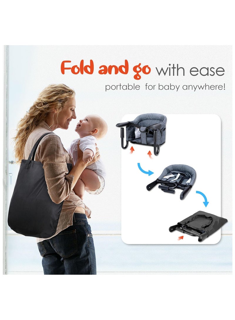 NANAO Hook On High Chair,Portable and Foldable High Chair,Suitable for Family and Travel,High Chair for Babies 6-36 Months for Eating & Dining - with Carry Bag(Grey) - Image 5