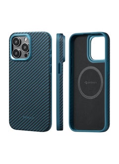 PITAKA PITAKA Protective Case for iPhone 15 Pro , 6.1 Inch, Grade Shockproof iPhone 15 Pro Phone Case, [MagEZ Case Pro 4] 1500D Aramid Fiber, Black/Blue  - Image 1