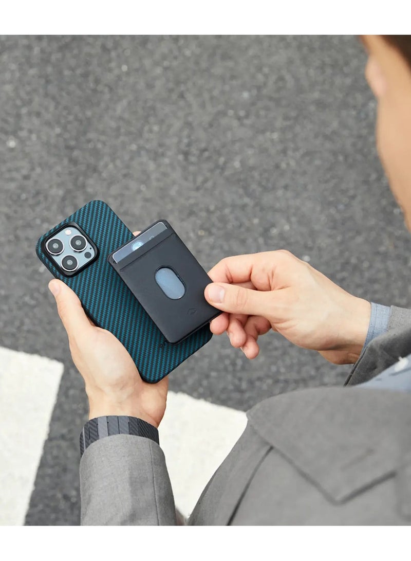 PITAKA PITAKA Protective Case for iPhone 15 Pro , 6.1 Inch, Grade Shockproof iPhone 15 Pro Phone Case, [MagEZ Case Pro 4] 1500D Aramid Fiber, Black/Blue  - Image 5