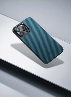 PITAKA PITAKA Protective Case for iPhone 15 Pro , 6.1 Inch, Grade Shockproof iPhone 15 Pro Phone Case, [MagEZ Case Pro 4] 1500D Aramid Fiber, Black/Blue  - Image 4