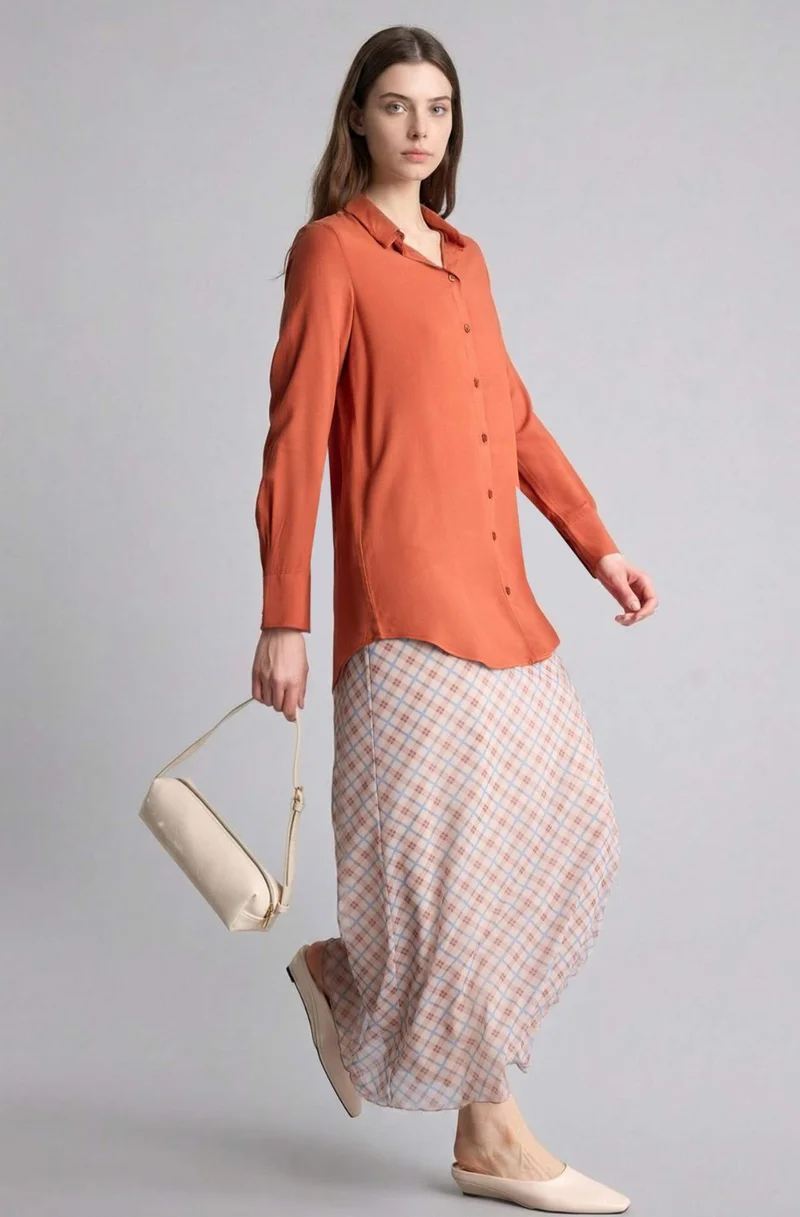 ديفاكتو A Line Printed Tulle Knitted Skirt