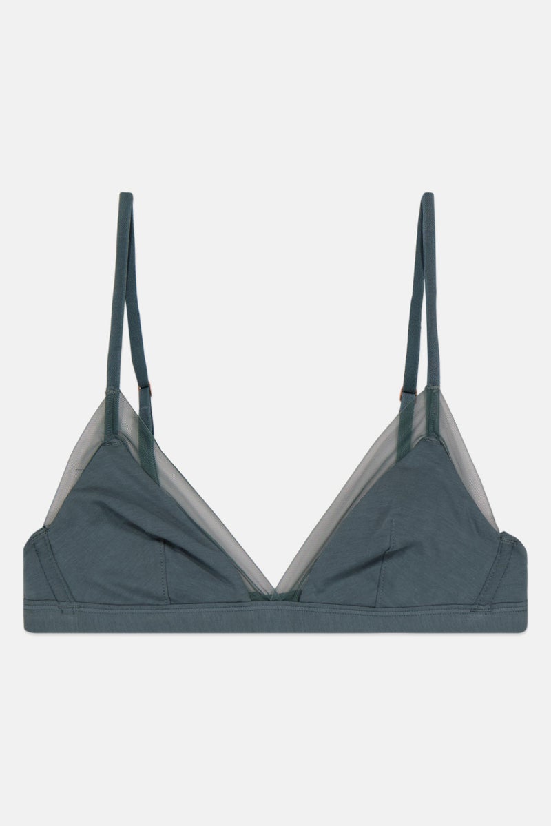 Etam Women Non Padded Wireless Plain Triangle Bra, Sage Green - Image 1