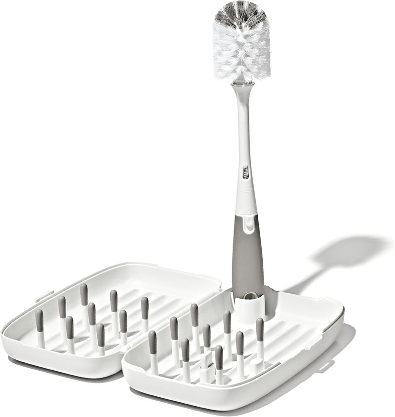 OXO Tot On-the-Go Drying Rack with Bottle Brush - Gray - Image 1