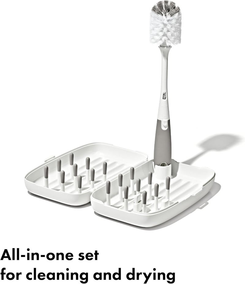OXO Tot On-the-Go Drying Rack with Bottle Brush - Gray - Image 2