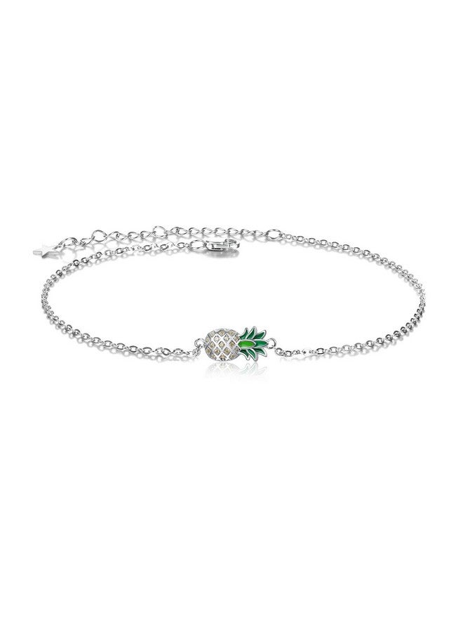 LUHE Pineapple Anklets Gifts For Women Sterling Silver Adjustable Pineapples Chain Link Ankle Bracelets Beach Anklet Jewelry For Women Teens - Image 1