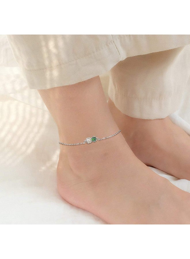 LUHE Pineapple Anklets Gifts For Women Sterling Silver Adjustable Pineapples Chain Link Ankle Bracelets Beach Anklet Jewelry For Women Teens - Image 2