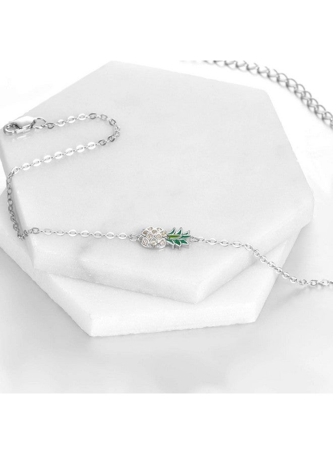 LUHE Pineapple Anklets Gifts For Women Sterling Silver Adjustable Pineapples Chain Link Ankle Bracelets Beach Anklet Jewelry For Women Teens - Image 5