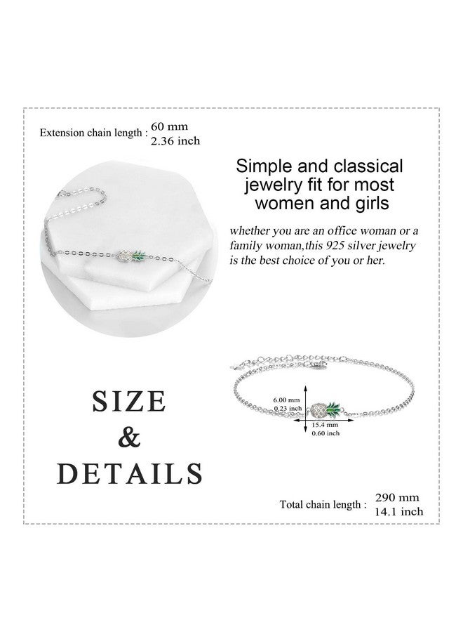 LUHE Pineapple Anklets Gifts For Women Sterling Silver Adjustable Pineapples Chain Link Ankle Bracelets Beach Anklet Jewelry For Women Teens - Image 3