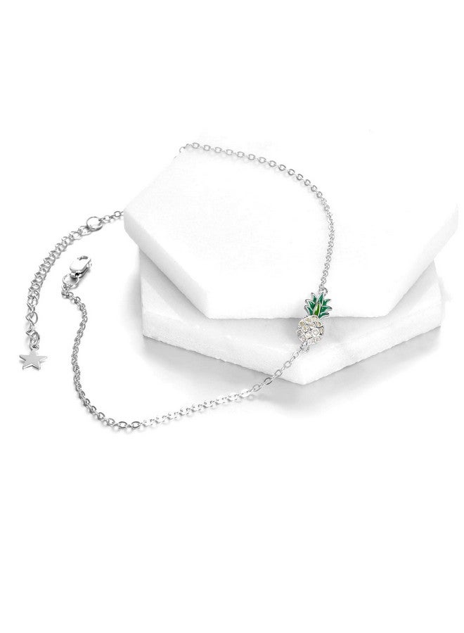 LUHE Pineapple Anklets Gifts For Women Sterling Silver Adjustable Pineapples Chain Link Ankle Bracelets Beach Anklet Jewelry For Women Teens - Image 4