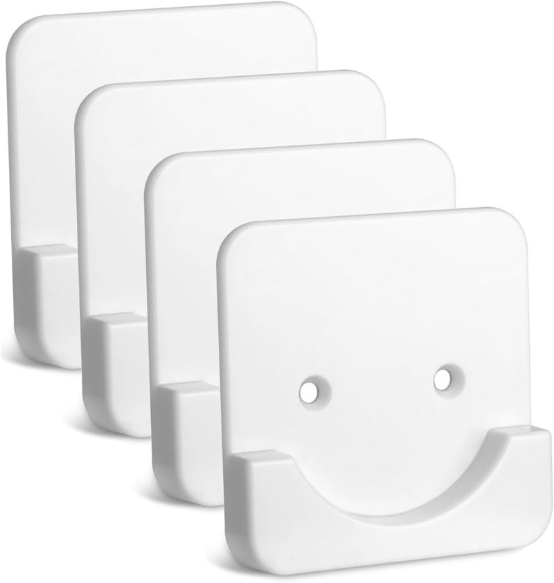 CANRAY 4 Pack Adhesive Shower Tension Rod Holder for Tile | Shower Curtain Rod Retainer for Wall Mount | No Drilling | Stick On | White (Shower Curtain Rod Not Included) - Image 1