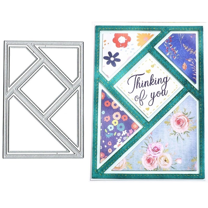 BeetirryHu Rectangle Triangle Frame Metal Die Cuts, Rectangle Frame Metal Cutting Dies Cut Stencils Card Paper Craft DIY Template Metal Cutting Dies Album Embossing Paper Dies for Card Making Scrapbooking - Image 1