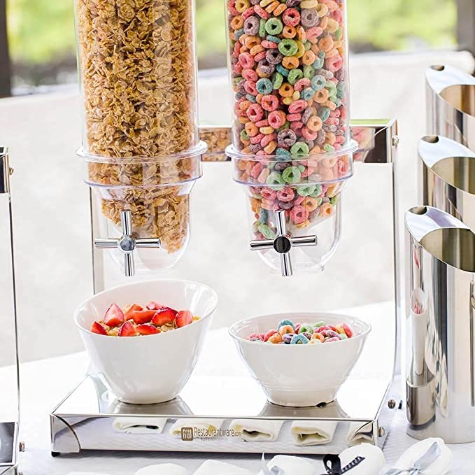 Shoppers Hub PNQ 4L Double Tank Cereal Cornflakes Oats Grains Dispenser Stainless Steel Heavy Duty Multifunctional for Ideal Use in Buffet Breakfast in Hotels, Restaurants, Cafes and Banquets  - Image 4