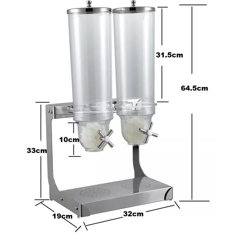 Shoppers Hub PNQ 4L Double Tank Cereal Cornflakes Oats Grains Dispenser Stainless Steel Heavy Duty Multifunctional for Ideal Use in Buffet Breakfast in Hotels, Restaurants, Cafes and Banquets  - Image 2
