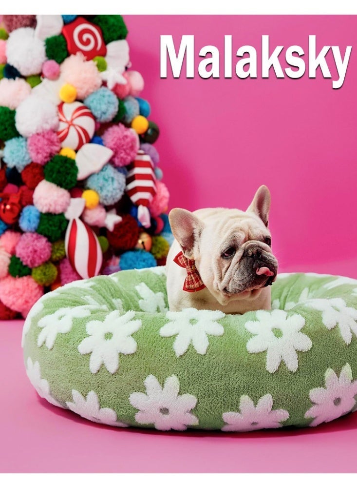 Malaksky Pet  Bed, Washable Round Cute Pet Beds for Indoor Cats and Dog, Super Soft Corduroy Kitten Bed with Anti-Slip Bottom, 24''x24''x10'', - Image 1