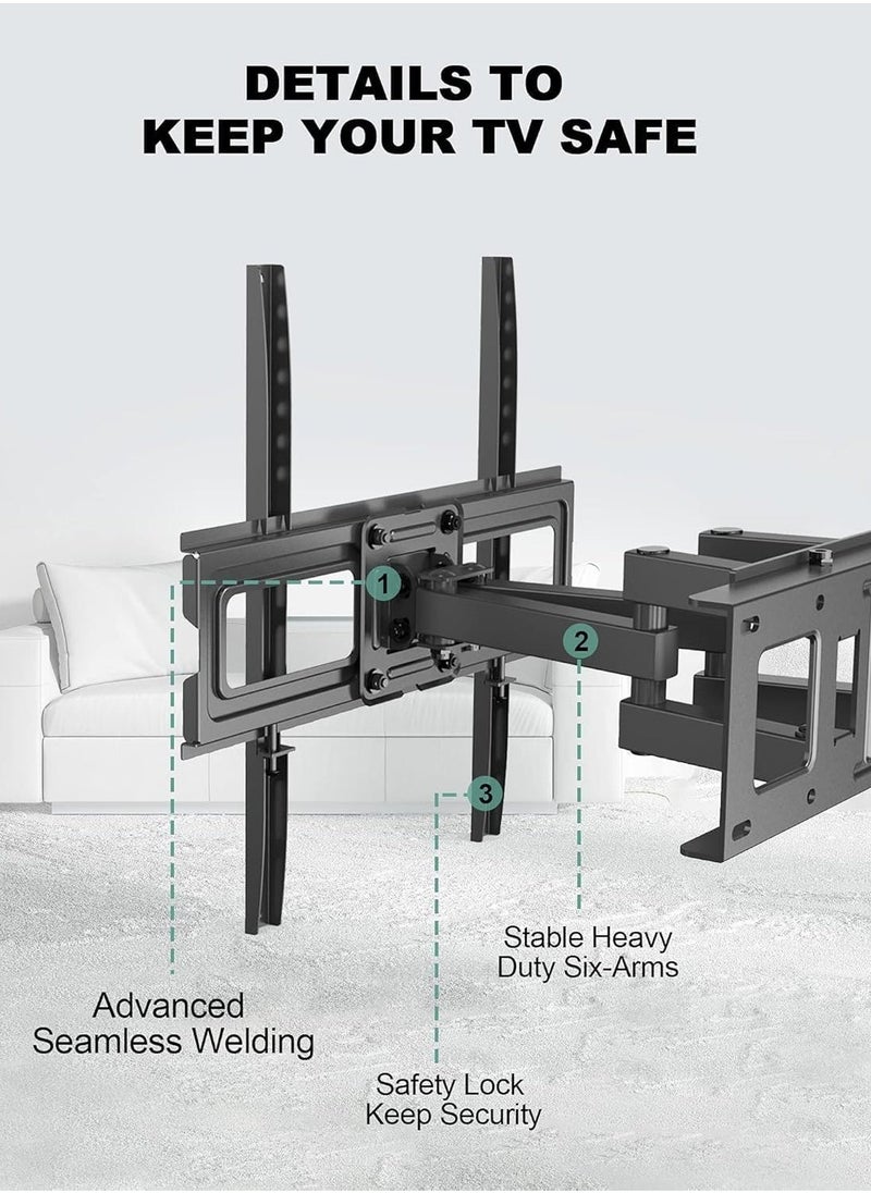 ELTRAZONE Full Motion TV Wall Mount Bracket for 26-55 Inch LED, LCD, OLED TVs – Dual Articulating Swivel Arms, Tilts & Rotates, Max VESA 400x400mm, Holds up to 99 lbs – Adjustable TV Mount for Home Theater & Living Room - Image 3