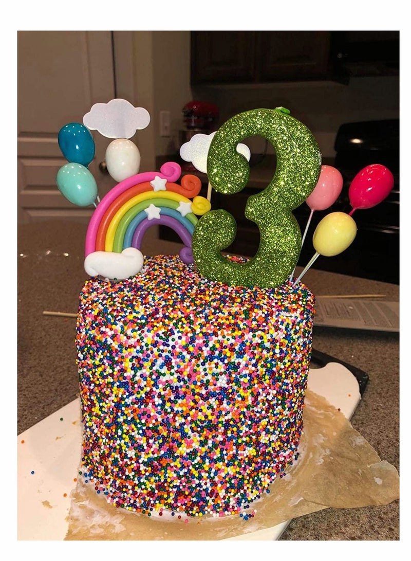 KASTWAVE Colorful Rainbow Cake Topper, 3D Soft Pottery Baby Shower Cake Picks Boys Girls Rainbow Theme Birthday Party Wedding Cake Decorations Supplies - Image 5