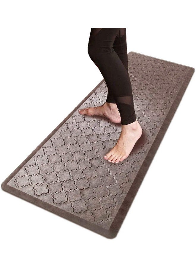 HEBE حصيرة هابي oversized من PVC مضادة للإرهاق للاستخدام الثقيل مقاومة للماء مكتب قائم على الأرض غير قابلة للانزلاق سميكة مبطنة مريحة ، 20"x60" ، بني - Image 1