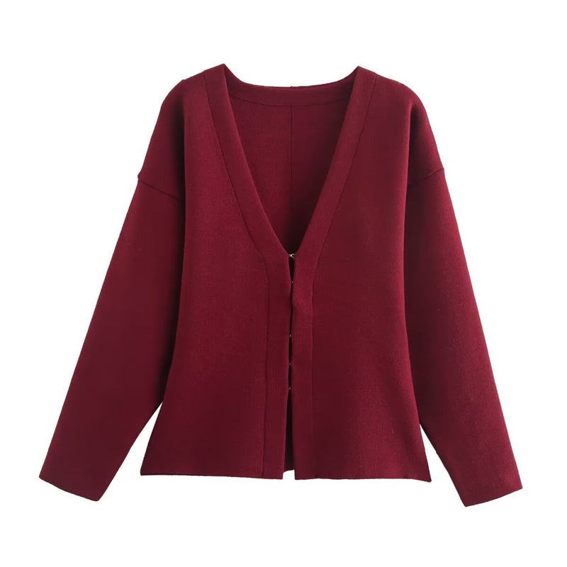 European and American ZA Womens in stock Womens Slim-Fit Knitted Sweater High Waist Knitted Mini Skirt Hip Skirt One Step Skirt Cover wine red top