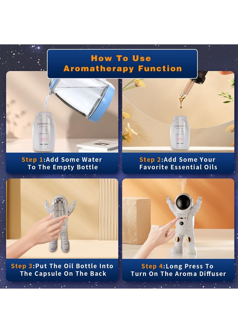 SYOSI جهاز نشر الزيوت العطرية، ضوء ليلي مع جهاز نشر عطر مؤقت، جهاز نشر للعطور بالعلاج العطري مع ضوء ليلي على شكل رائد فضاء، جهاز نشر للعطور لتزيين الغرفة، أضواء LED دافئة بيضاء لغرفة النوم، الحمام، الممر - Image 4