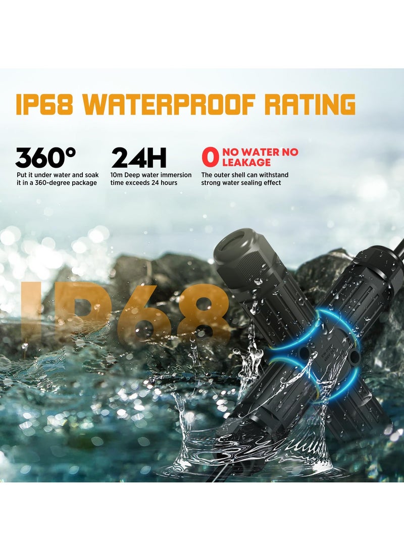 Junction Box 4 Way 3Pin IP68 Waterproof Cable Connector Screwless Underground Wire Connector P25 for Ø5-9mm Wire Range(AC 450V, 16A) Suitable for Extension Cord repair Kit - Image 3