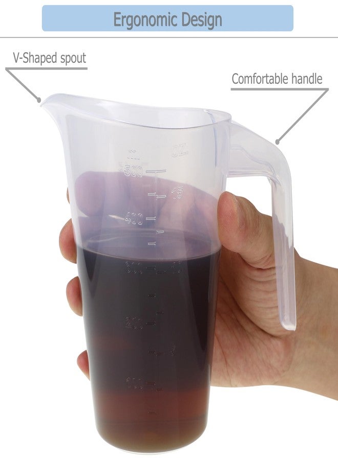 EIKS Plastic Measuring Pitcher Cups with Spout and Measurement Scale for Kitchen Baking, Cooking, Mixing & Measuring (500ml * 4) - Image 4