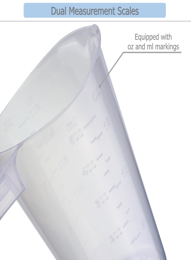 EIKS Plastic Measuring Pitcher Cups with Spout and Measurement Scale for Kitchen Baking, Cooking, Mixing & Measuring (500ml * 4) - Image 5