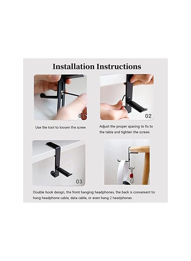 X spring Metal Headphone Hanger Adjustable Under Desk Headphone Stand With Silicone Non Slip Pad Under Desk Space Save Mount Universal Metal Headphone Stand Hook For All Headphones  - Image 3