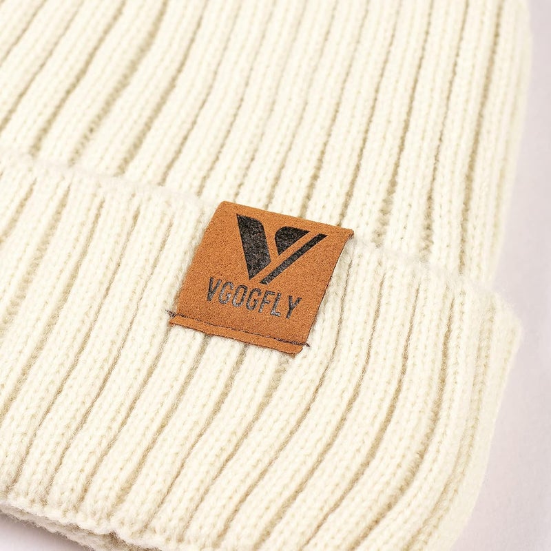 Vgogfly Lined Men Beanie Slouchy Knit Skull Cap Warm Stocking Hats Guys Women Striped Winter Beanie Hat - Image 3