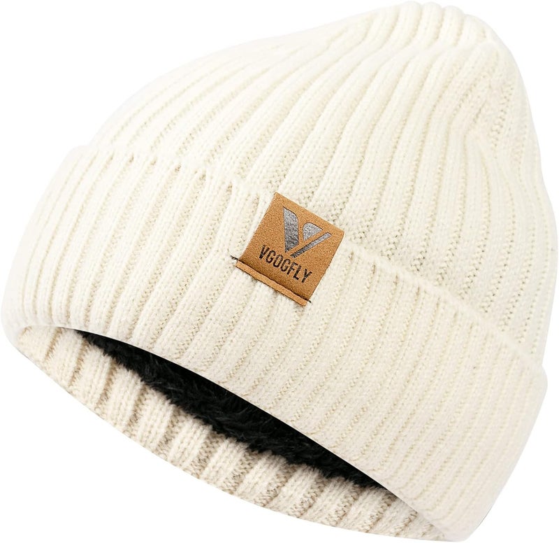 Vgogfly Lined Men Beanie Slouchy Knit Skull Cap Warm Stocking Hats Guys Women Striped Winter Beanie Hat - Image 2