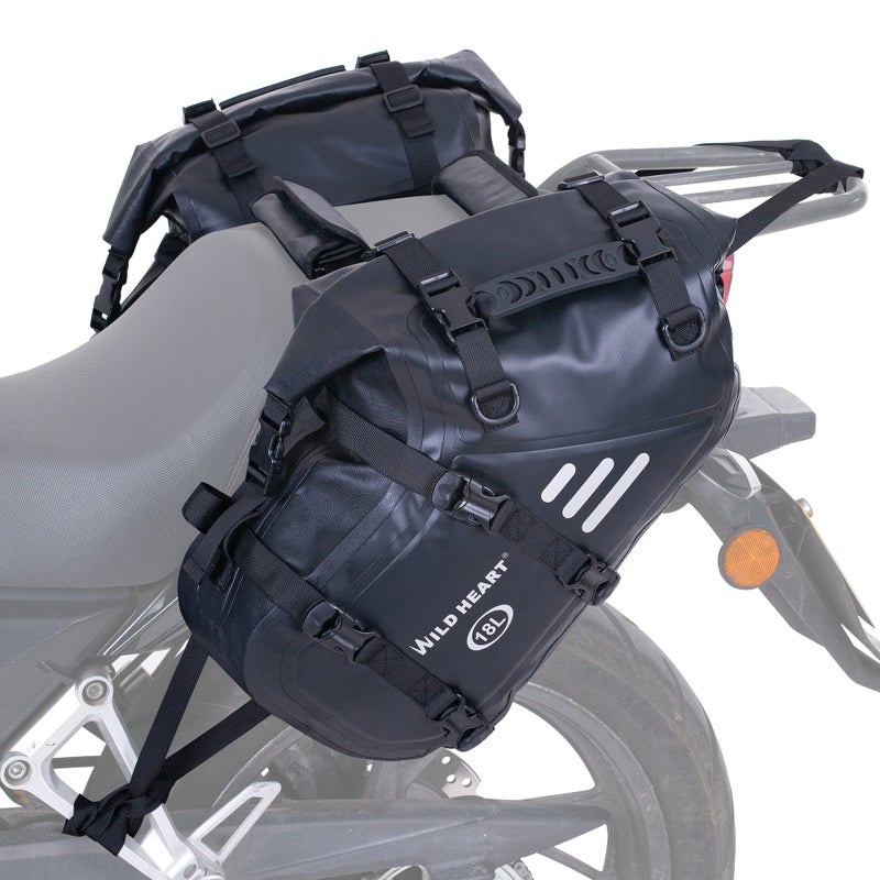 WILD HEART Motorcycle Saddlebags Waterproof 36L 18L2 Side Saddlebags Pannier Bag Trunk Motorcycle Accessory Riding Storage Space 18L2Black - Image 2