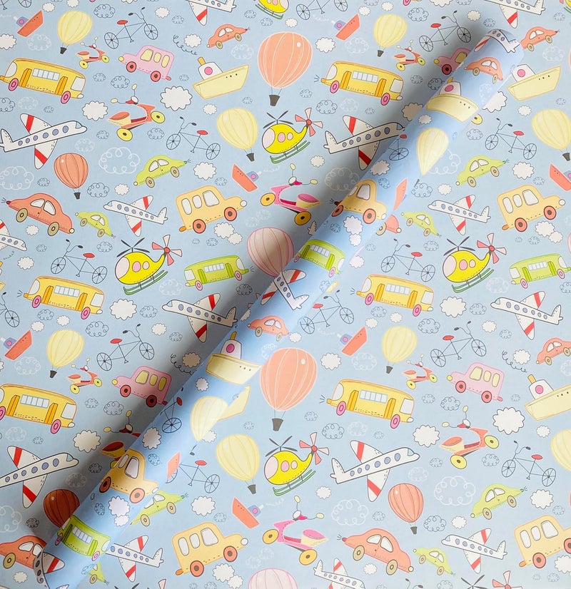 Raj Rajeshwari Transport Cartoon Wrapping Paper Multicolor 20 x 28 inch Pack of 25 Sheets Glossy Finish Ideal for Birthday Anniversary Christmas Wedding Occasions - Image 3