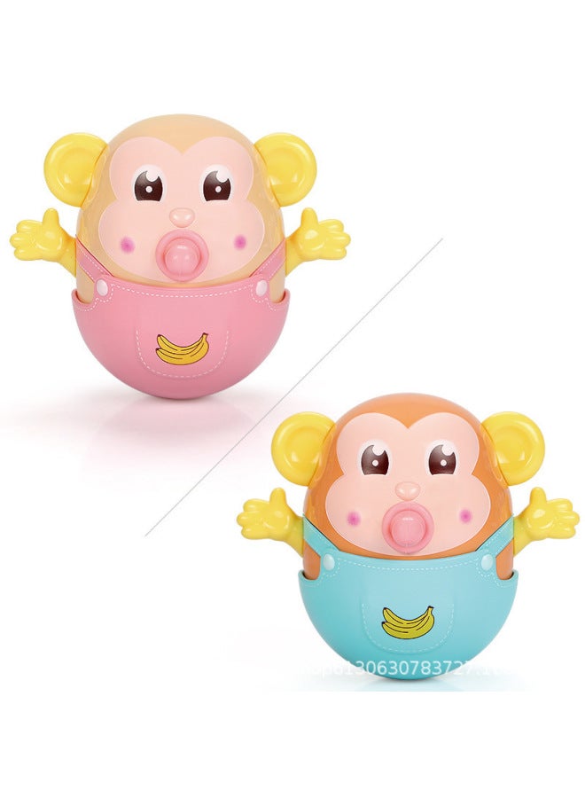 Newborn Baby Tumbler Toy 0-1 Year Old Baby Puzzle Early Education Grasp Can Be Grit 3-6 Months Baby Comfort-color:No Monkey Pink  - Image 2