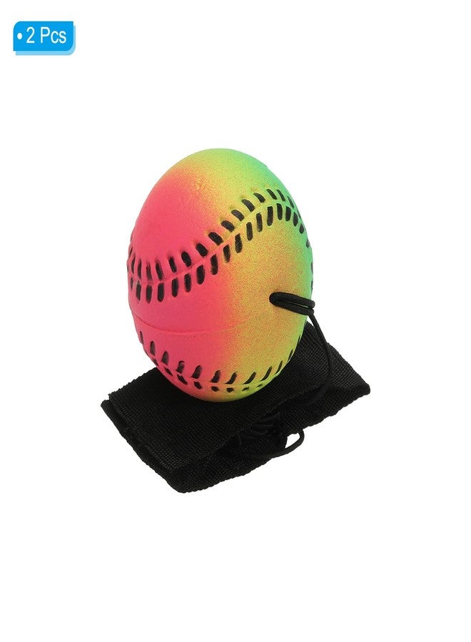 PATIKIL 2.5 Inch Sports Wrist Ball, 2Pcs Baseball Rubber Rebound Wristband Wrist Return Ball Sport on a String for Exercise Play, Mixed Colors - Image 3