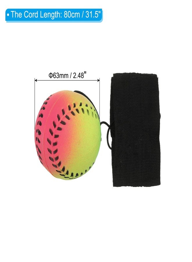PATIKIL 2.5 Inch Sports Wrist Ball, 2Pcs Baseball Rubber Rebound Wristband Wrist Return Ball Sport on a String for Exercise Play, Mixed Colors - Image 2