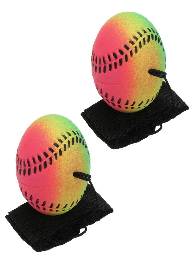 PATIKIL 2.5 Inch Sports Wrist Ball, 2Pcs Baseball Rubber Rebound Wristband Wrist Return Ball Sport on a String for Exercise Play, Mixed Colors - Image 1