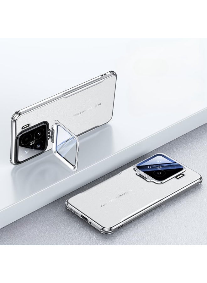 عام غطاء فاخر من الجلد الصناعي لشاومي 15 برو (2024)، مع حماية العدسة وحامل قائم، مقاوم للبصمات والصدمات والسقوط. - Image 1