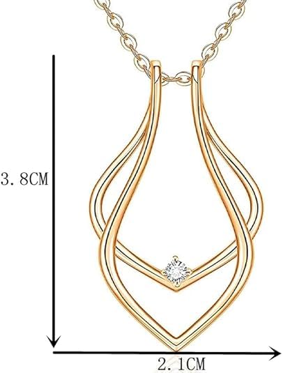 Cykdohy Dainty Waterdrop Ring Holder Necklace For Women Men Cz Simple Ring Keeper Necklaces Geometric Pendant Bride Wedding Engagement Saver Jewelry Birthday Valentine'S Day Gifts Wife Girlfriend Mother (Gold) - Image 4