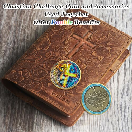 IELCJJ Lion of Judah Christian Challenge Coin - Rare Joshua 1:9 Religious Jesus Coins - Inspirational Cross God Pocket Bible Verses Chip Token for Study - Good Luck Commemorative Gifts for Men Women - Image 5