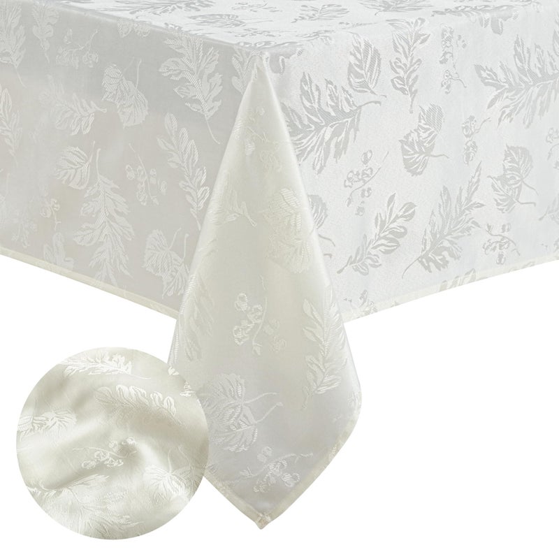 Elrene Home Fashions Elegant Woven Leaves Jacquard Damask Tablecloth 52 x 52 Square Ivory - Image 2