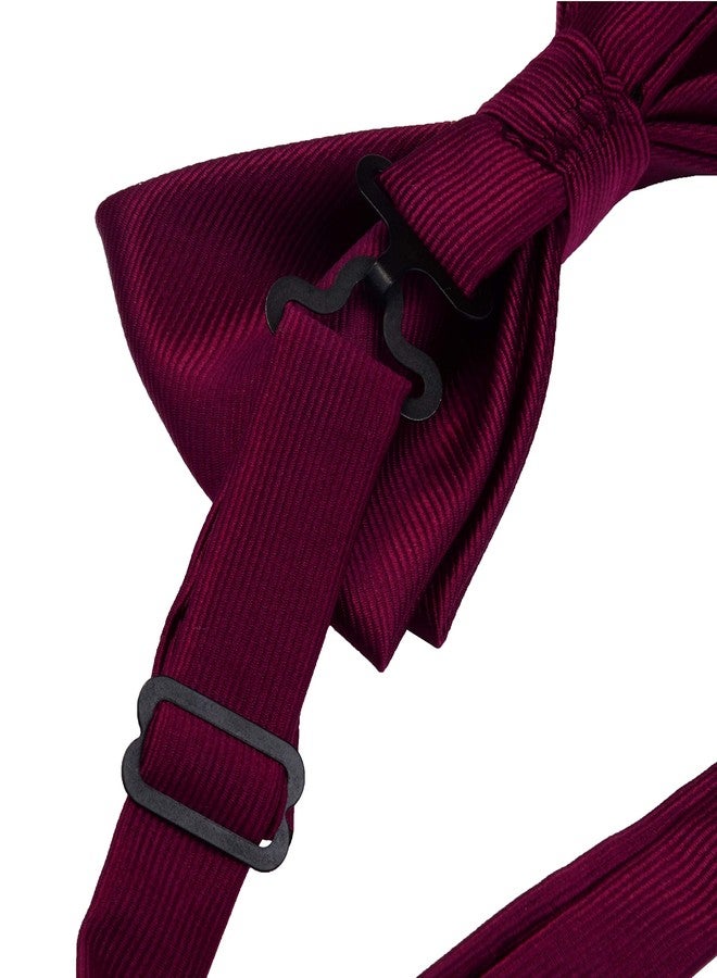 GUSLESON Burgundy Bow Tie Pre-tied Adjustable Wine Red Bow Ties and Pocket Square Cufflink Sets (0577-06) - Image 5