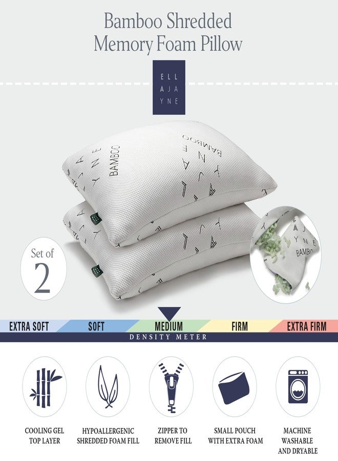 Ella Jayne - Luxury Viscose Derived from Bamboo Pillows, Adjustable Density with Carry Pouch & Mini Travel Pillow, Hypoallergenic - Shredded Memory Foam, Pillow Queen Size, 2 Pack - Image 3